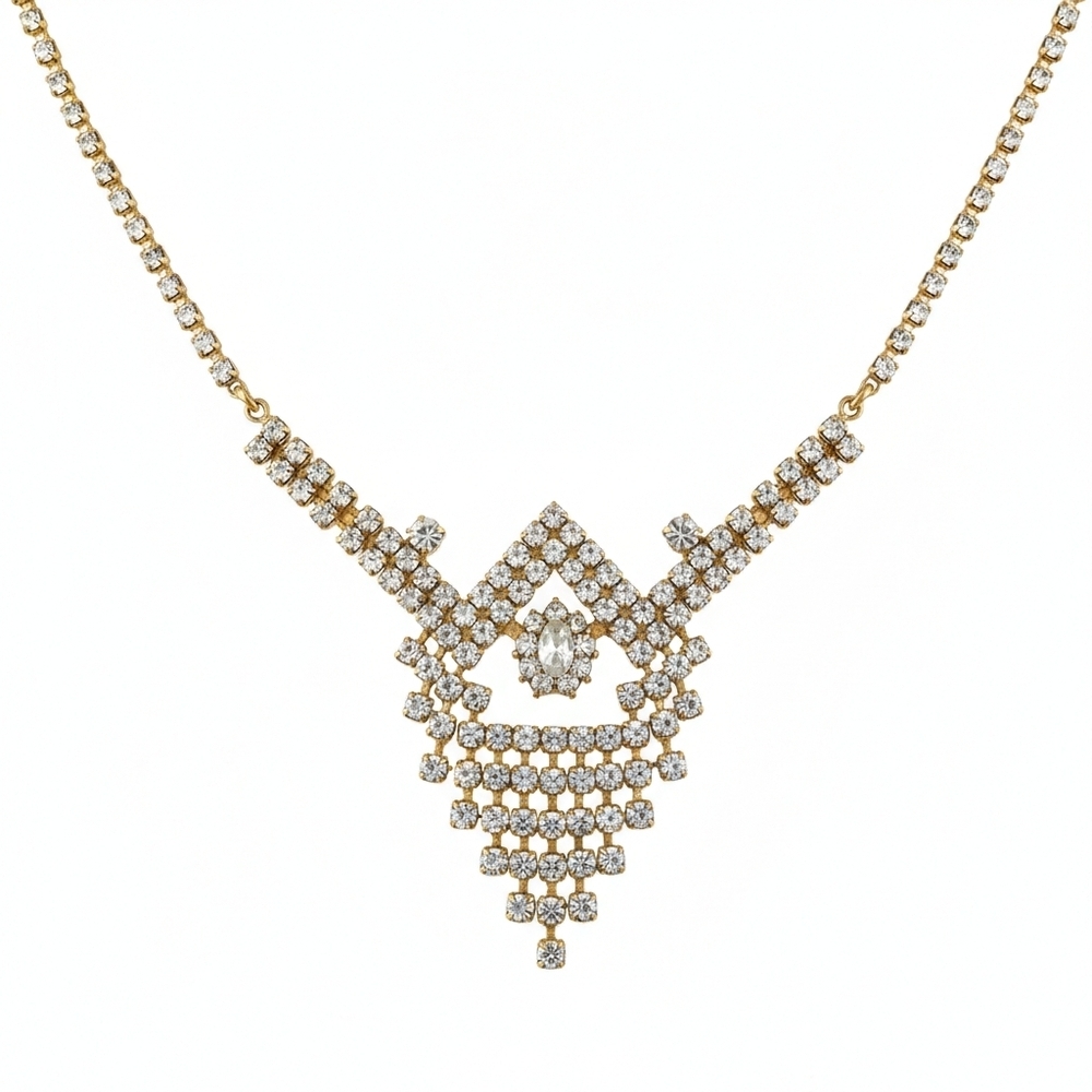 Vintage Gold diamond elegant statement necklace
